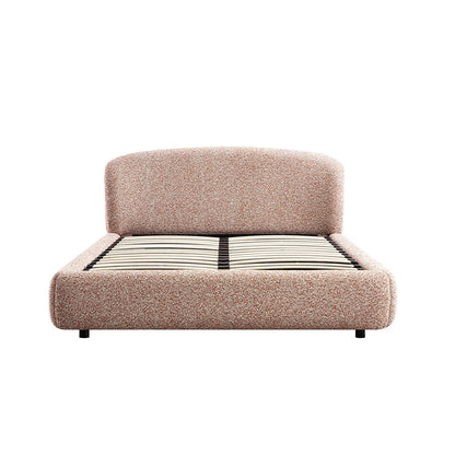 Constance Winged Headboard Ottoman Bed with Storage, Musk Blush Boucle