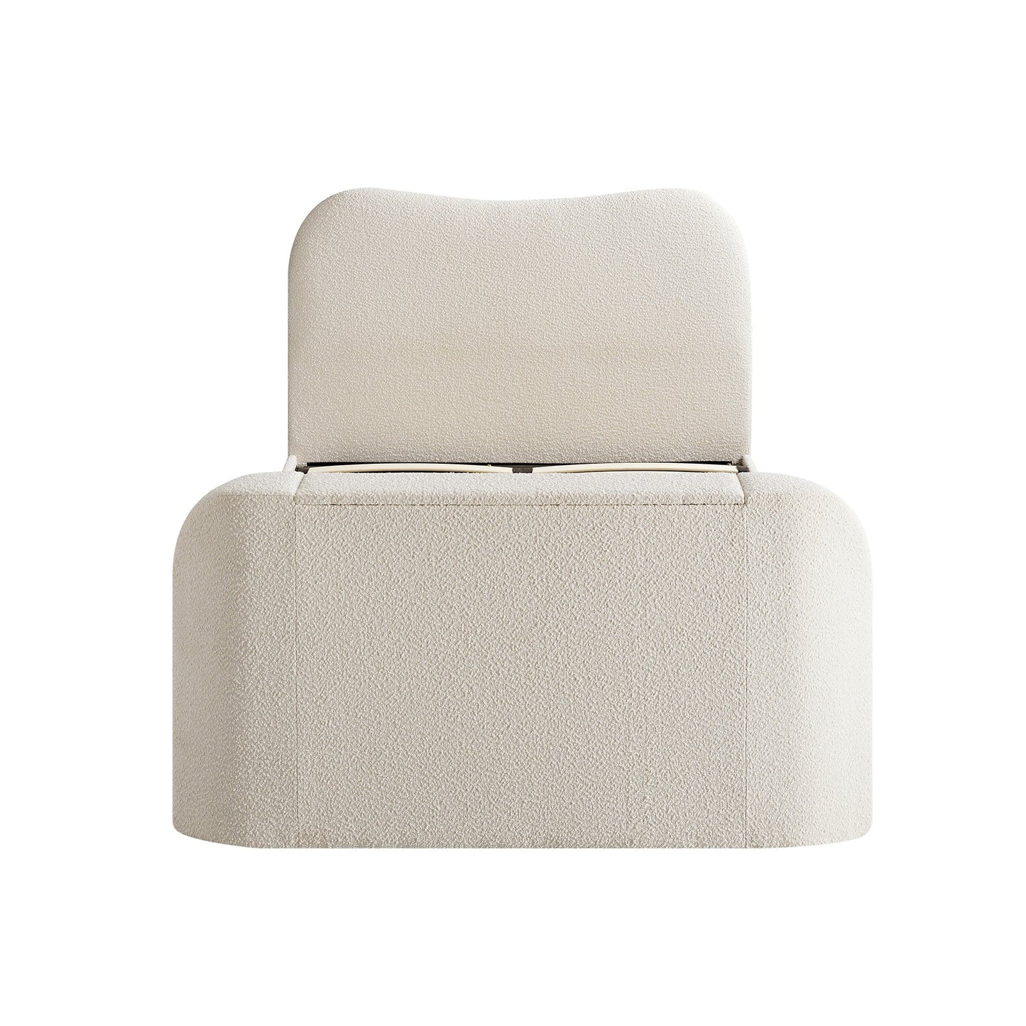 Egerie Curved Headboard Beige Boucle TV Bed with Ottoman Storage