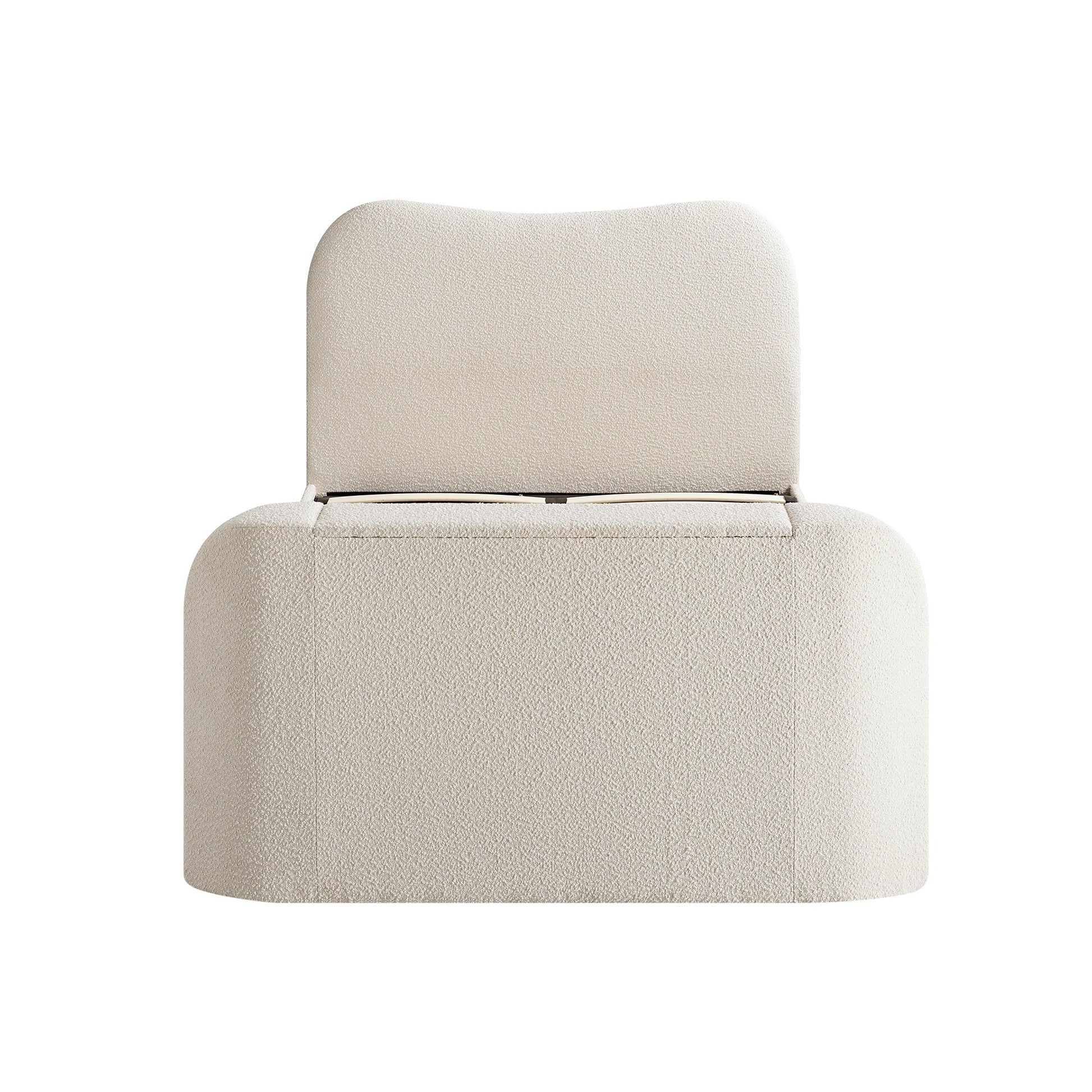 Egerie Curved Headboard Beige Boucle TV Bed with Ottoman Storage