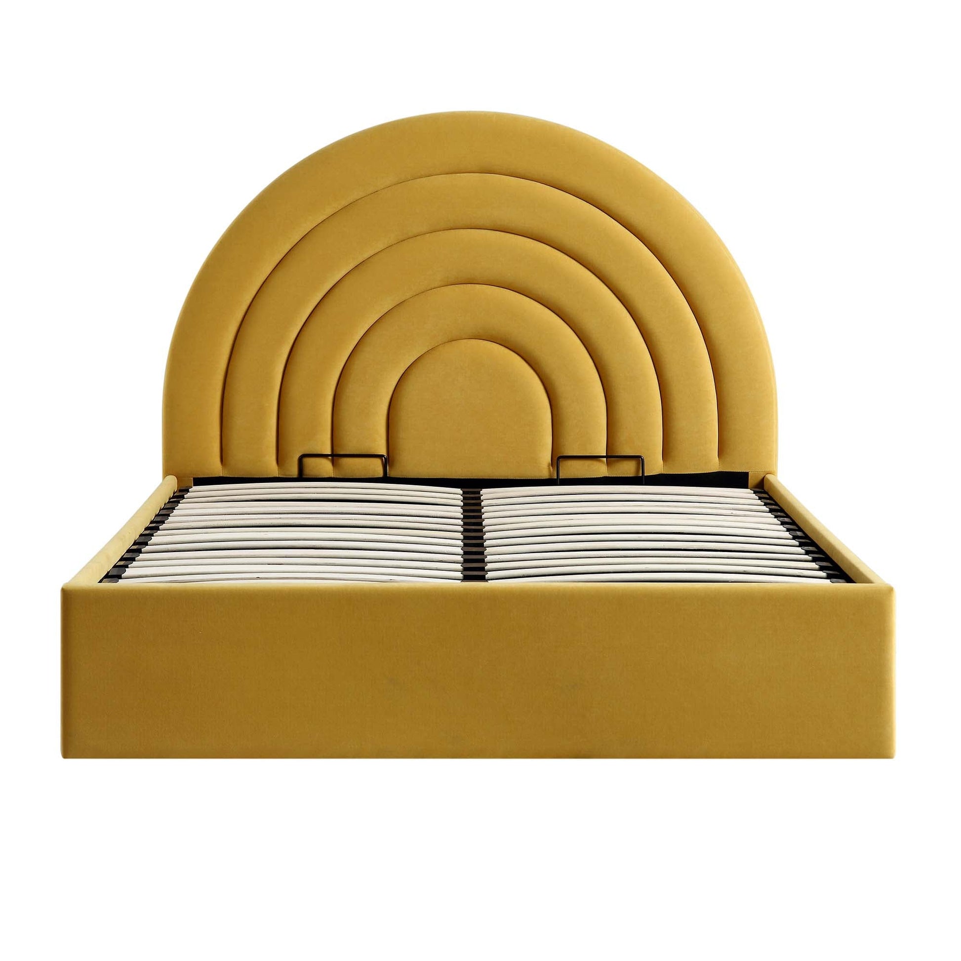 Archer Mustard Yellow Velvet Ottoman Bed with Storage
