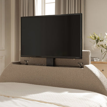 Archer Taupe Boucle TV Bed with Ottoman Storage