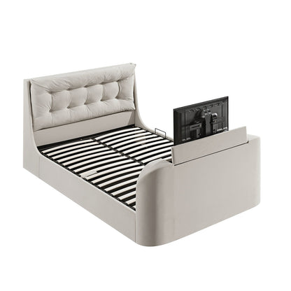 Hadley Champagne Velvet TV Bed with Ottoman Storage