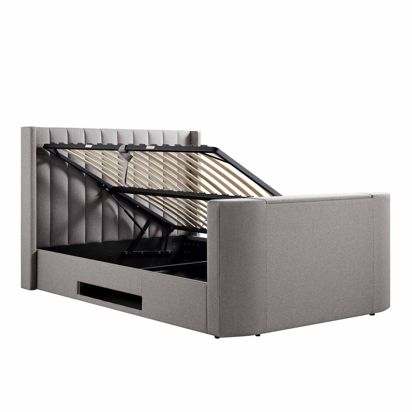 Wilton Grey Fabric TV Bed with Ottoman Storage