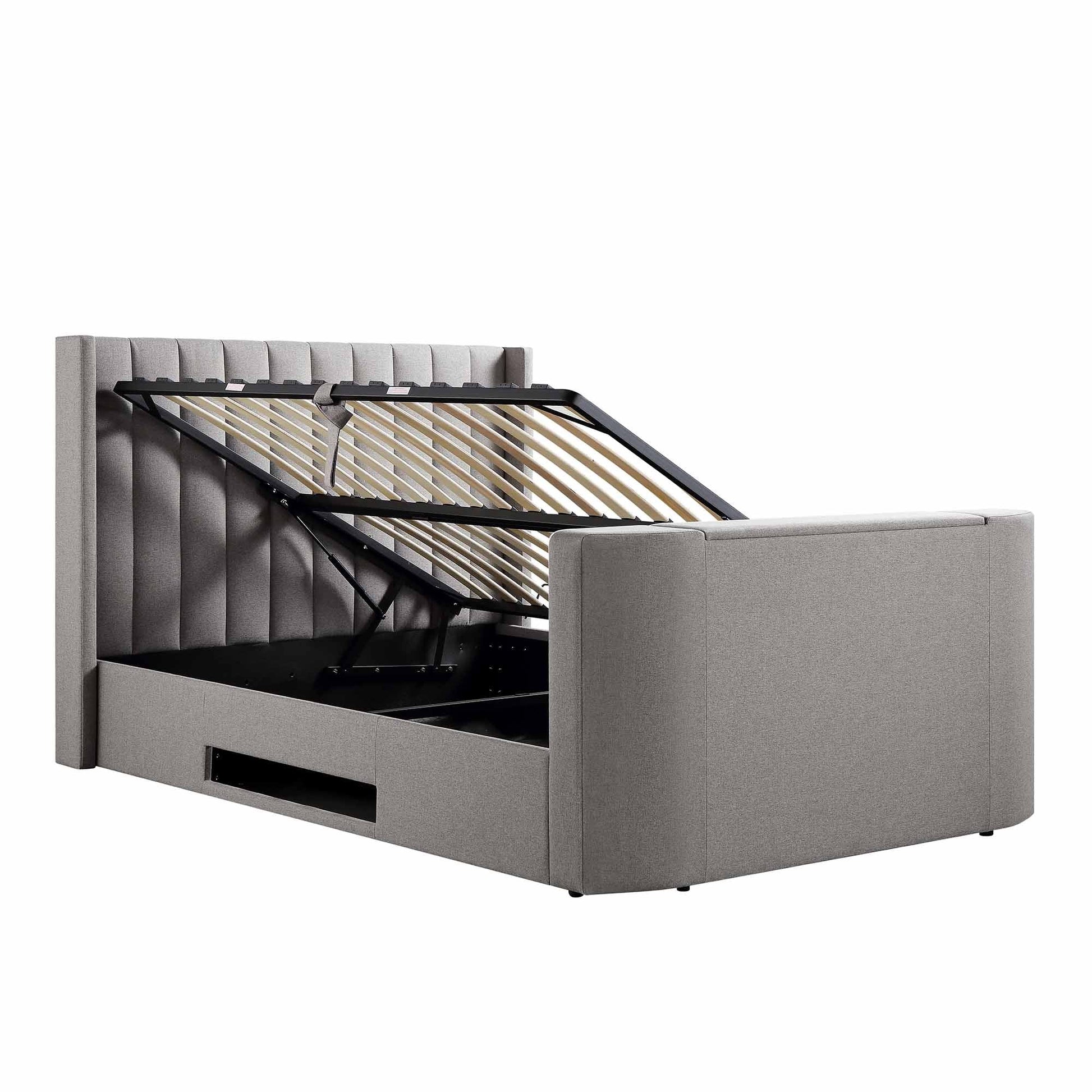 Wilton Grey Fabric TV Bed with Ottoman Storage