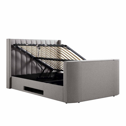 Wilton Grey Fabric TV Bed with Ottoman Storage