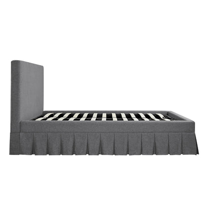 Egerton Box-Pleat Ottoman Bed with Storage, Charcoal Brushed Fabric