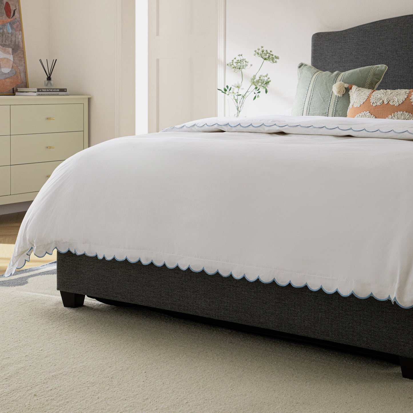 Chilworth Upholstered Ottoman Bed with Storage, Dark Grey Weave Fabric