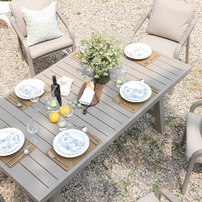 Manresa Rope 6-Seater Rectangular Garden Dining Set, Taupe and Beige