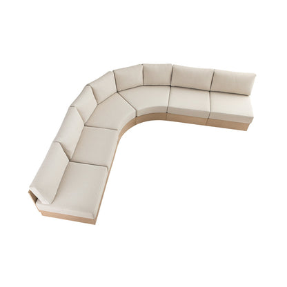 Jardin Aluminium Outdoor Modular 6-Piece Curved Corner Sofa Set, Natural