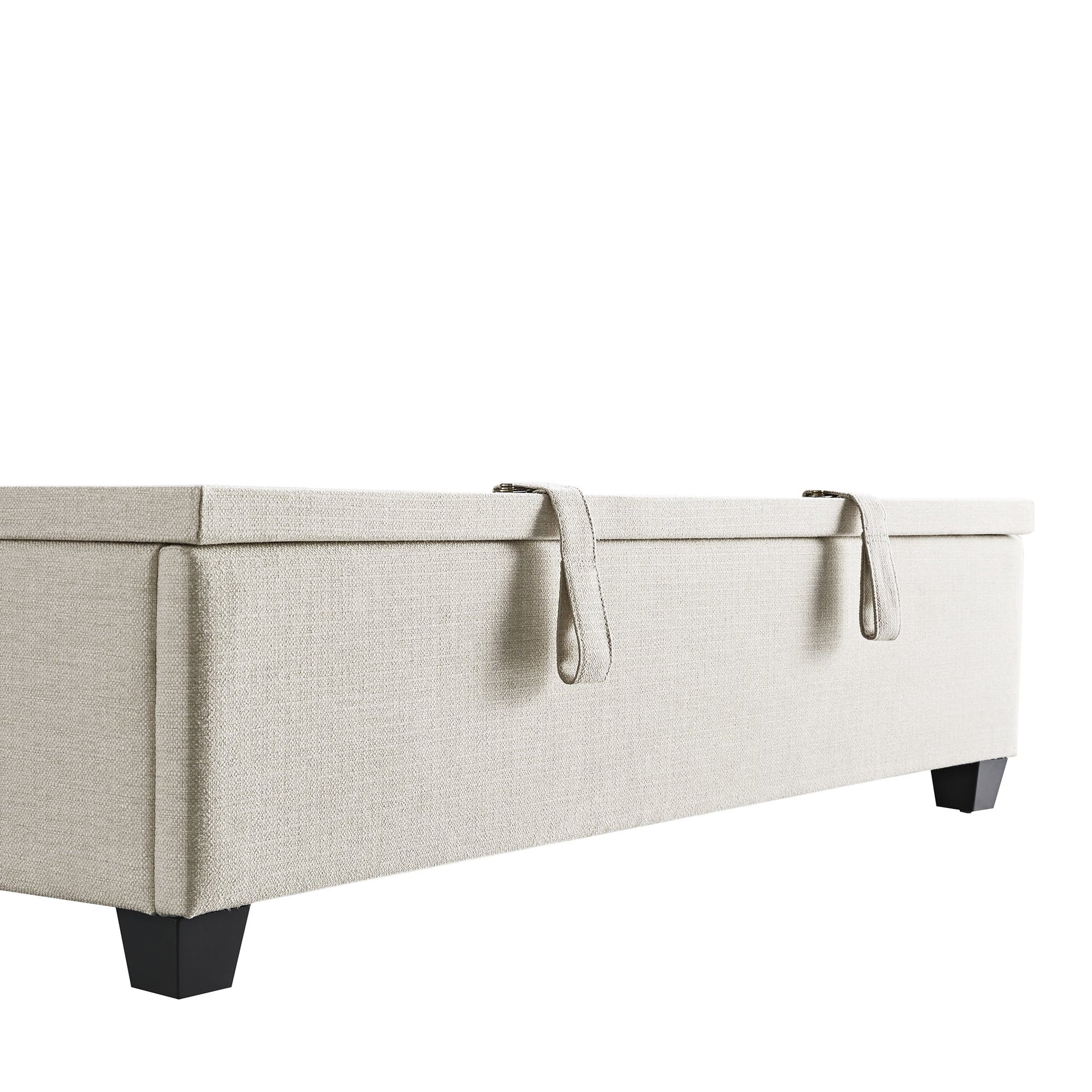 Chilworth Upholstered Ottoman Bed with Storage, Ivory Weave Fabric