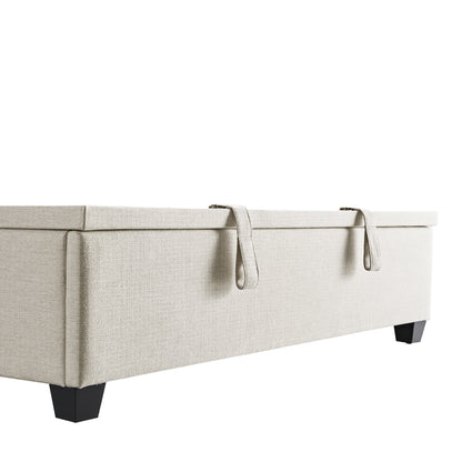 Chilworth Upholstered Ottoman Bed with Storage, Ivory Weave Fabric