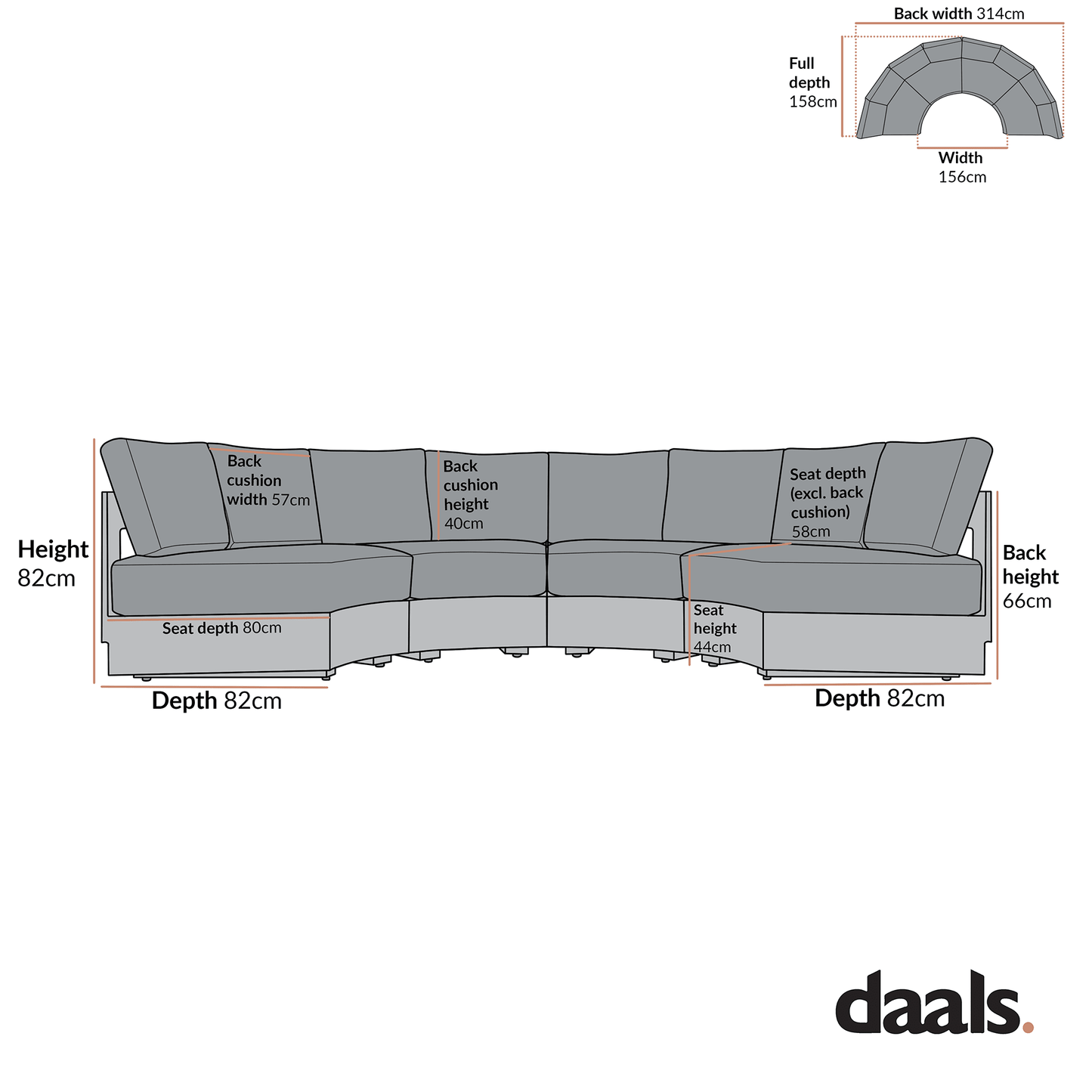 Jardin Aluminium Outdoor Modular Grande 4-Piece Curved Sofa Set, Natural