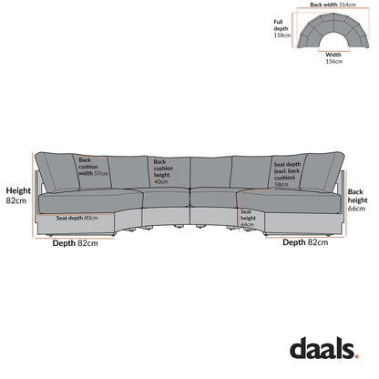 Jardin Aluminium Outdoor Modular Grande 4-Piece Curved Sofa Set, Natural