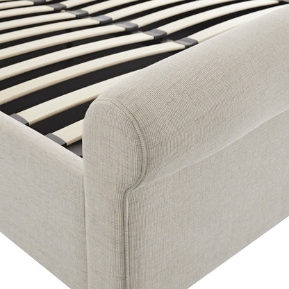 Porchester Ottoman Bed with Storage, Sleigh, Oatmeal Woven Textured Fabric