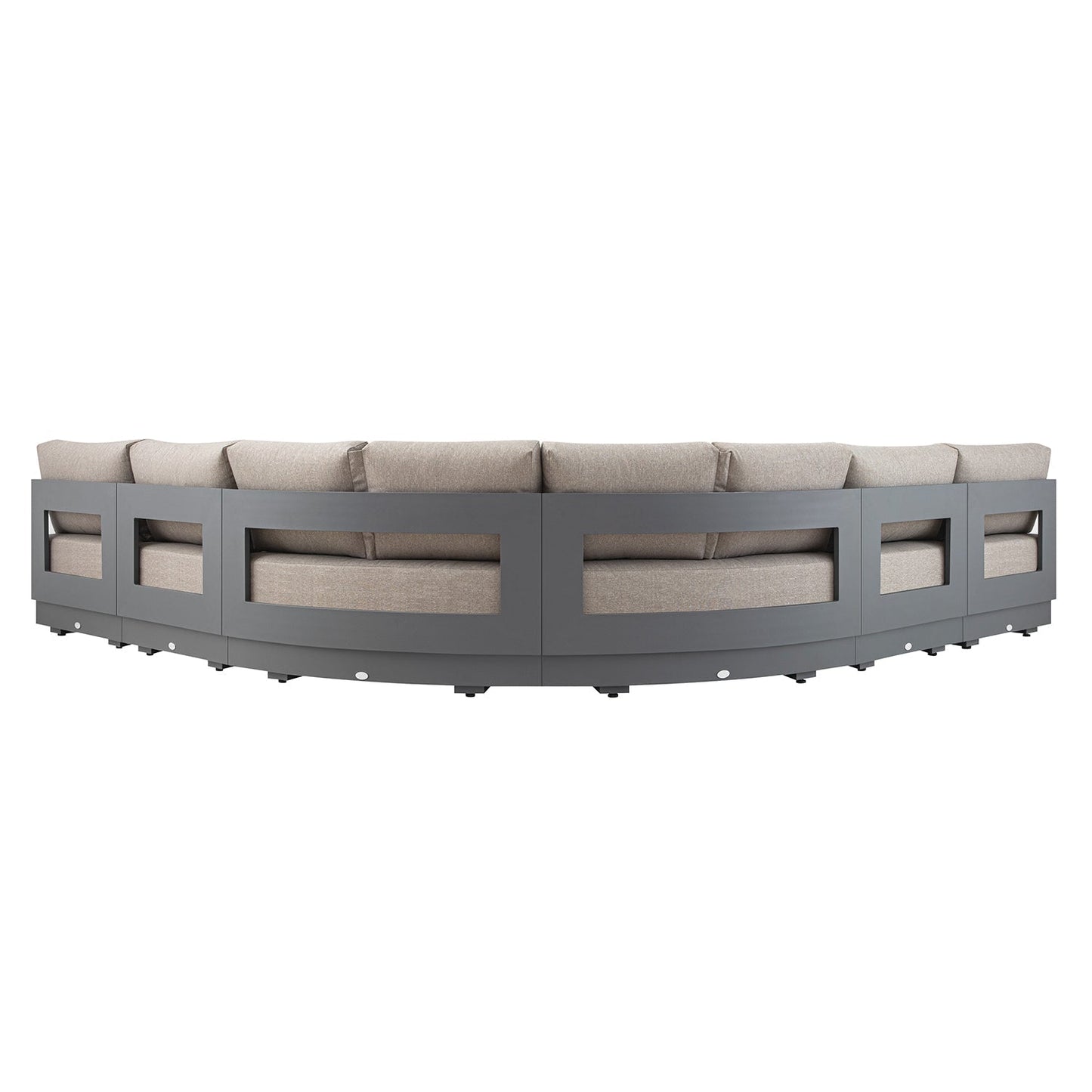 Jardin Aluminium Outdoor Modular 6-Piece Curved Corner Sofa Set, Granite
