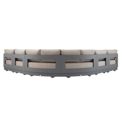 Jardin Aluminium Outdoor Modular 6-Piece Curved Corner Sofa Set, Granite