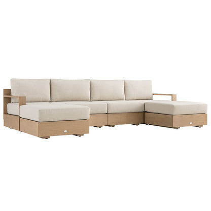 Jardin Aluminium Outdoor Modular 6-Piece Double Chaise Sofa Set, Natural