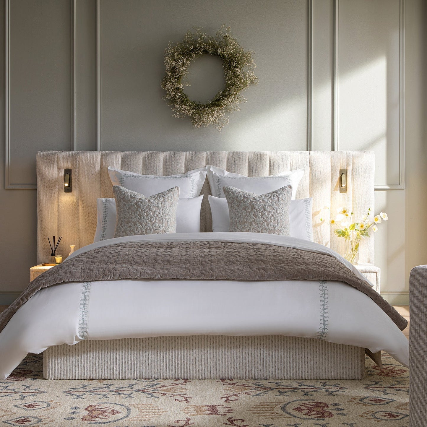 Tremezzo Oversized Ottoman Bed with Storage, Beige Textured Fabric