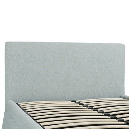 Egerton Box-Pleat Ottoman Bed with Storage, Pale Aqua Brushed Fabric
