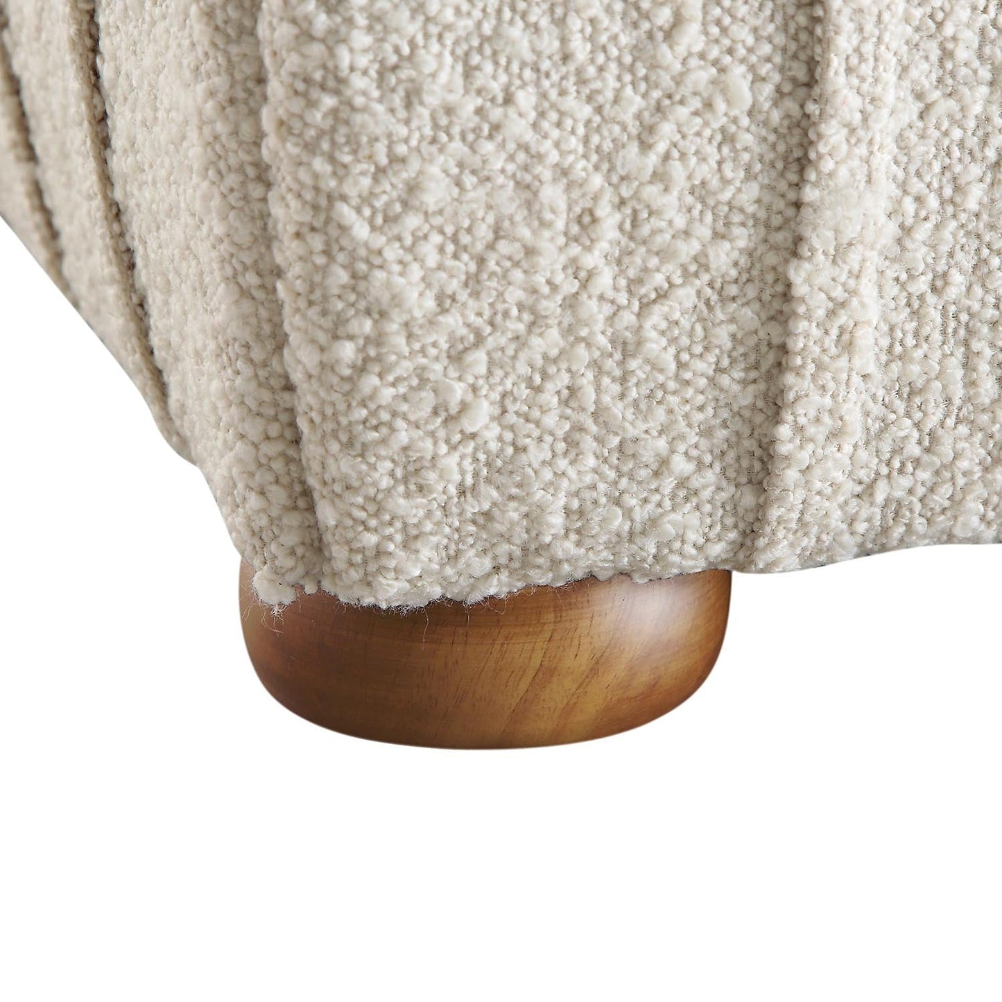 Helia Pleated Ottoman Bed with Storage, Beige Boucle