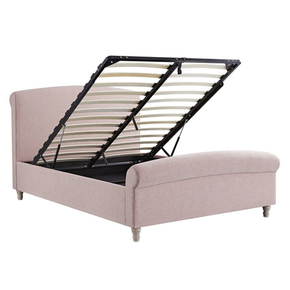Porchester Ottoman Bed with Storage, Sleigh, Rosewater Pink Fabric