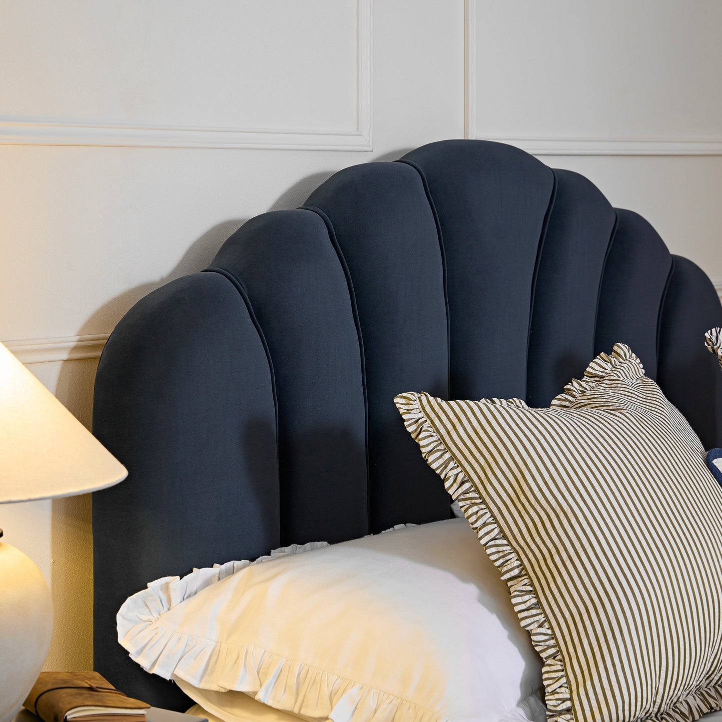 Hana Ottoman Bed with Storage, Aegean Blue Velvet