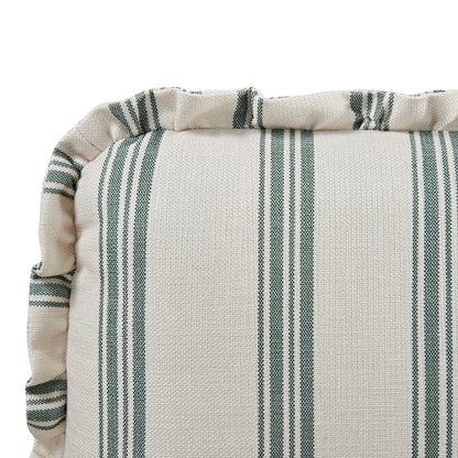 Celeste Upholstered Bed with Storage with Ruffled Headboard, Laurel Green Stripe