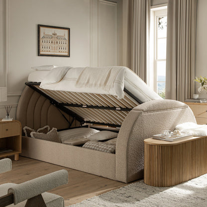 Archer Taupe Boucle TV Bed with Ottoman Storage