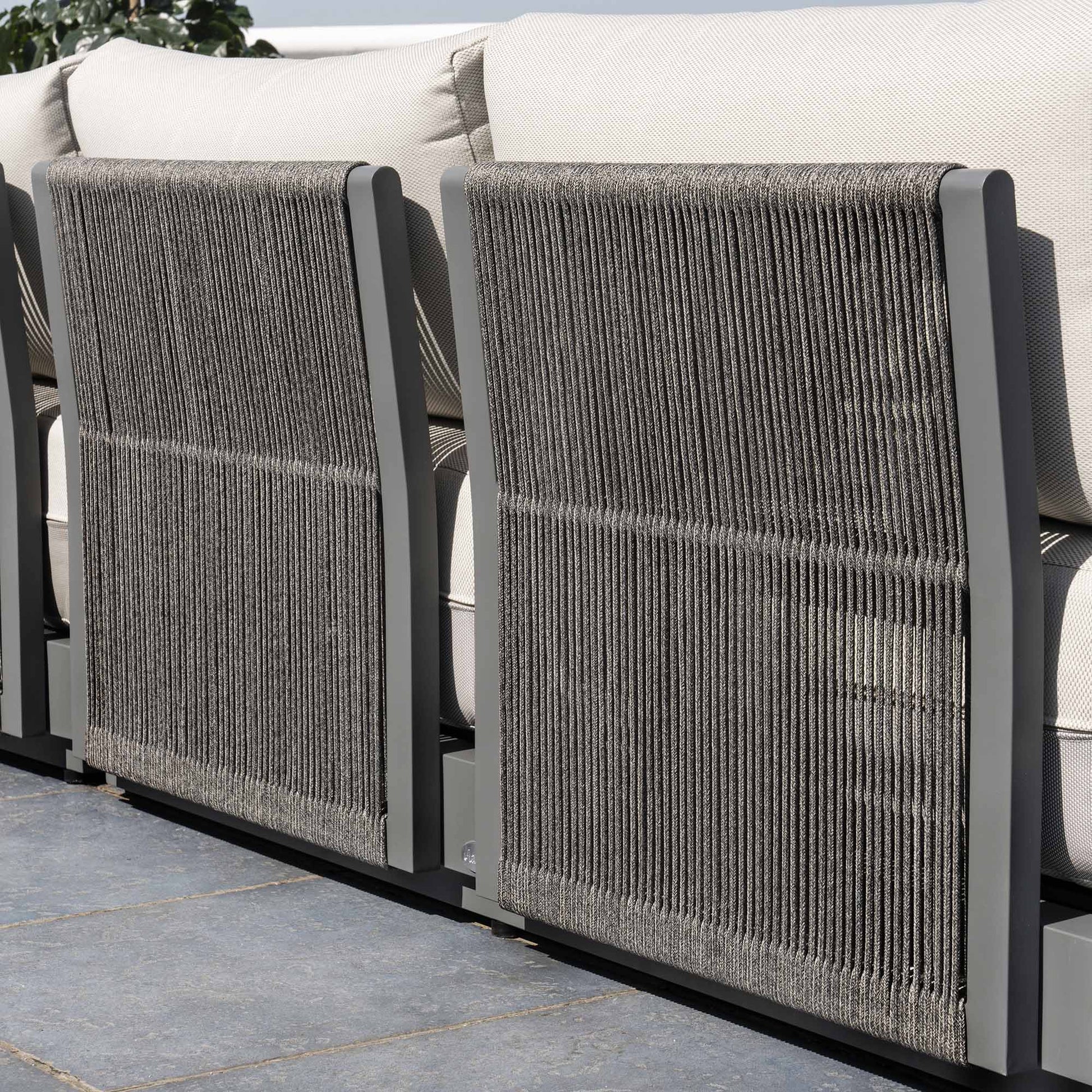Pedra Rope and Aluminium Outdoor Chaise Sofa Set, Grey