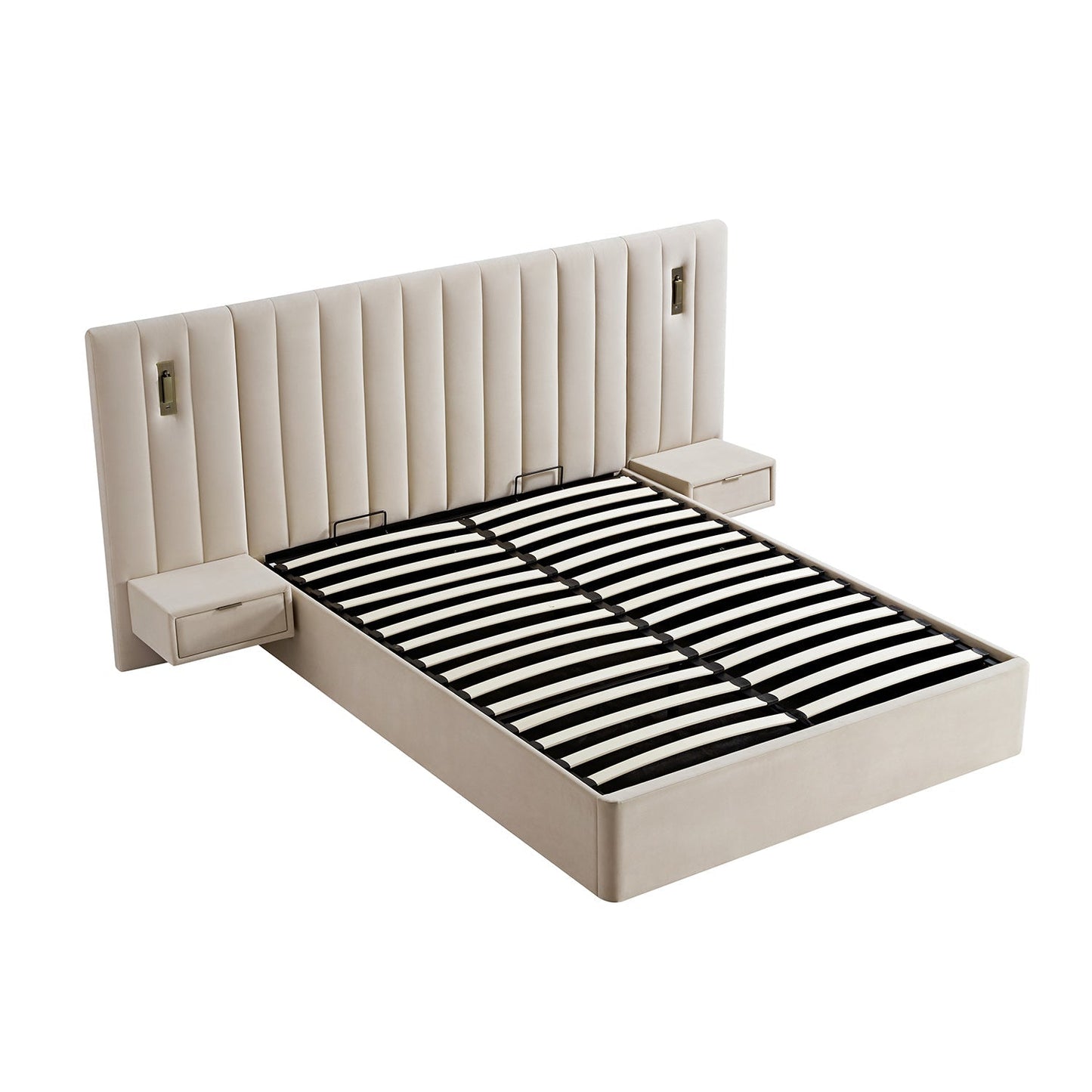 Tremezzo Oversized Ottoman Bed with Storage, Champagne Velvet