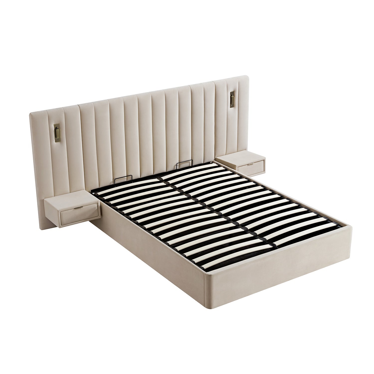Tremezzo Oversized Ottoman Bed with Storage, Champagne Velvet