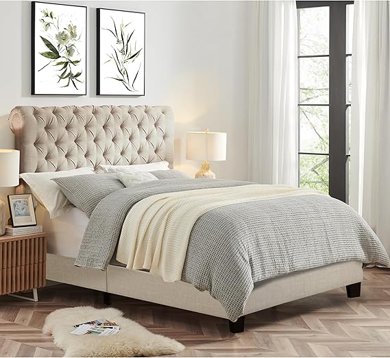 Chesterfield Cream Sleigh Bed Frame