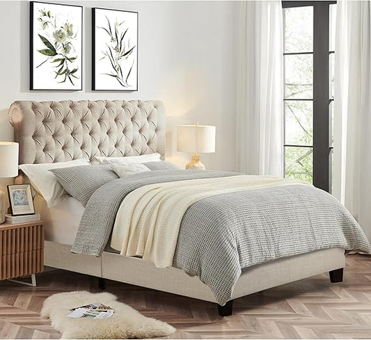 Chesterfield Cream Sleigh Bed Frame