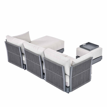 Pedra Rope and Aluminium Outdoor Chaise Sofa Set, Grey