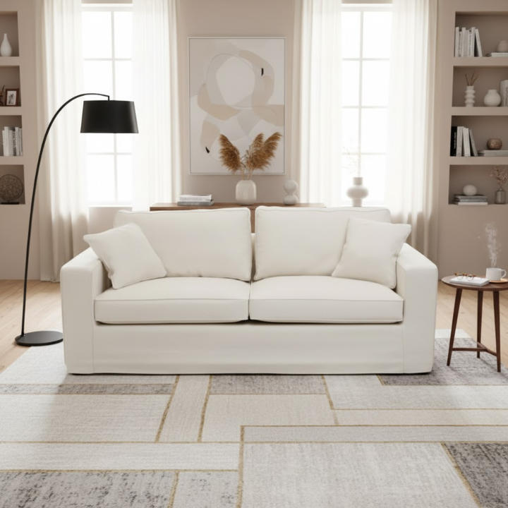 Calista Cream Fabric Sofa