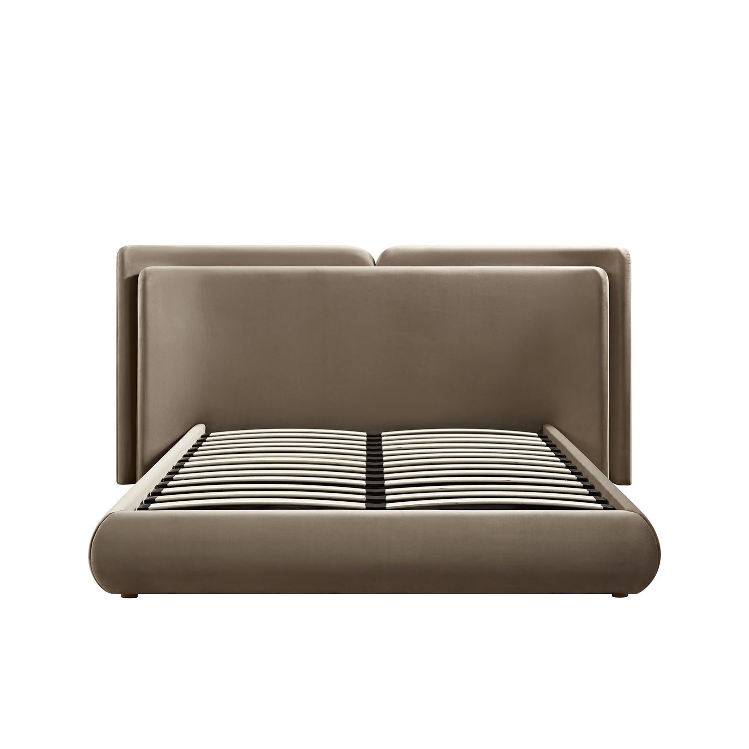 Jolene Layered Wingback Bed with Storage, Taupe Velvet