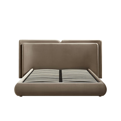 Jolene Layered Wingback Bed with Storage, Taupe Velvet
