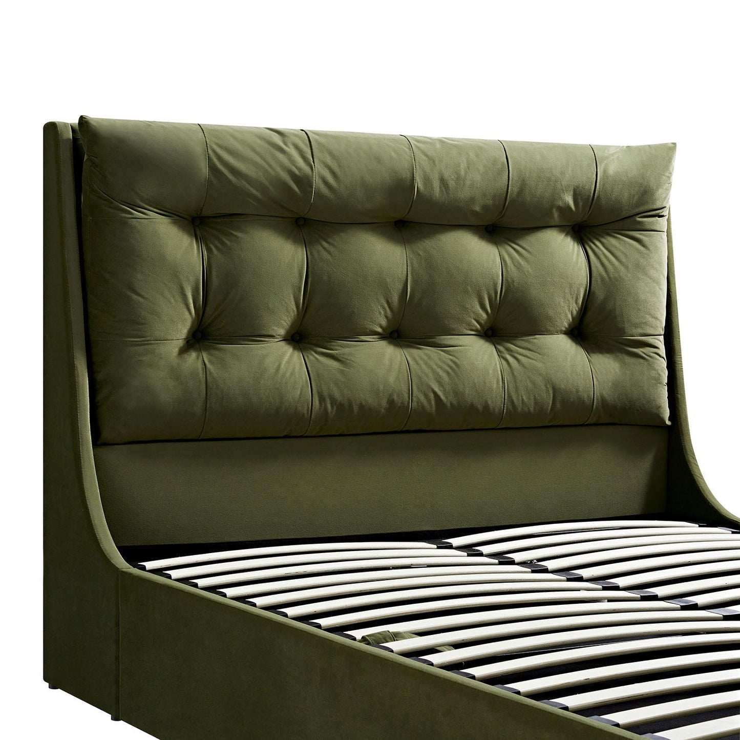 Hadley Moss Green Velvet TV Bed with Ottoman Storage