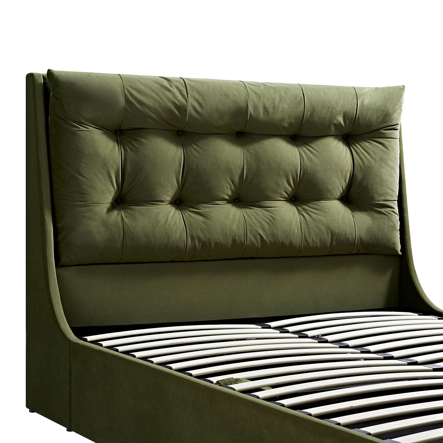 Hadley Moss Green Velvet TV Bed with Ottoman Storage
