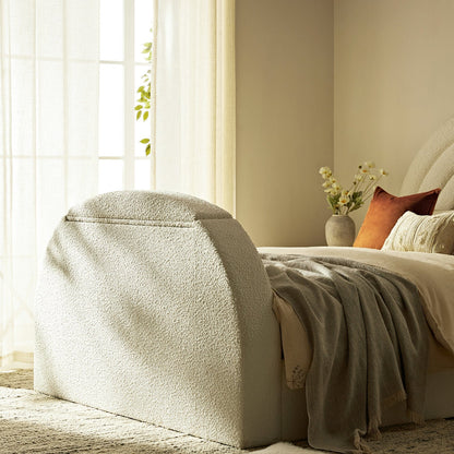 Archer White Boucle TV Bed with Ottoman Storage
