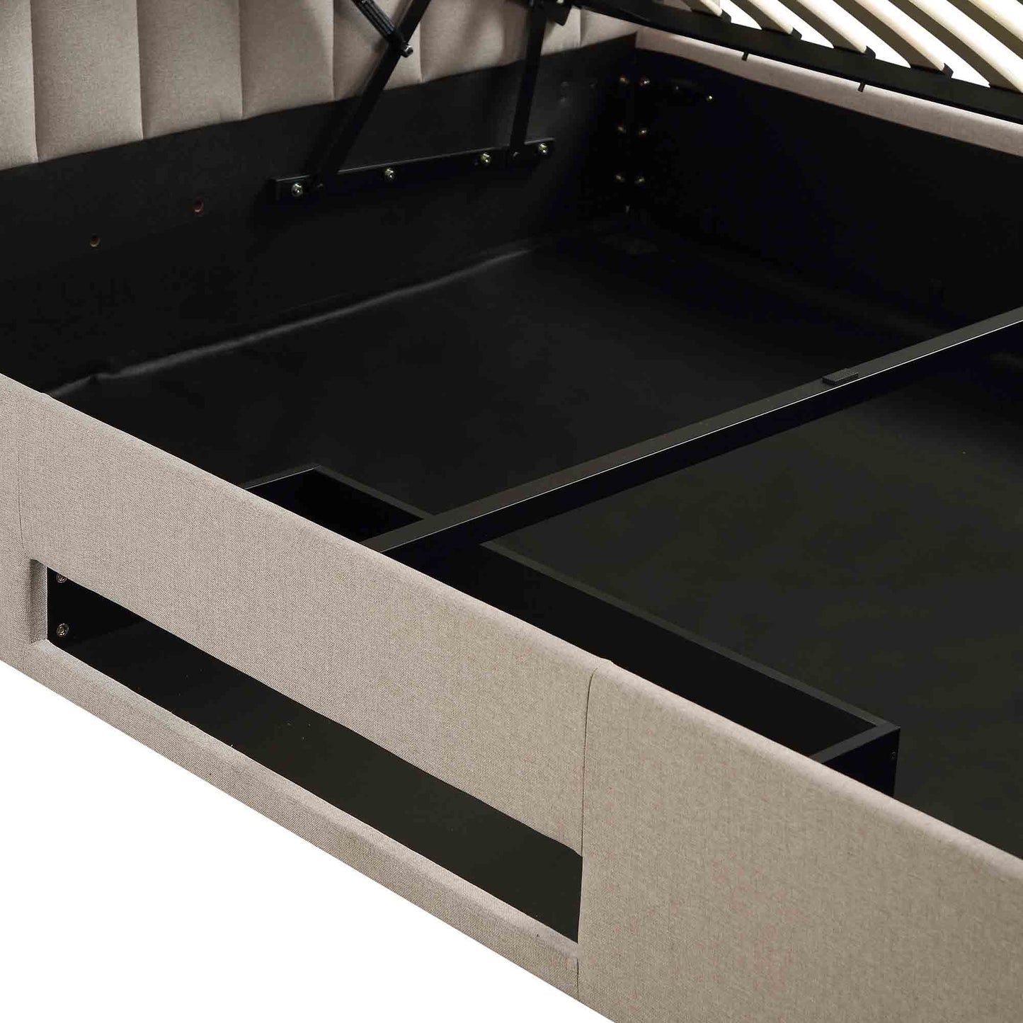 Wilton Warm Stone Fabric TV Bed with Ottoman Storage
