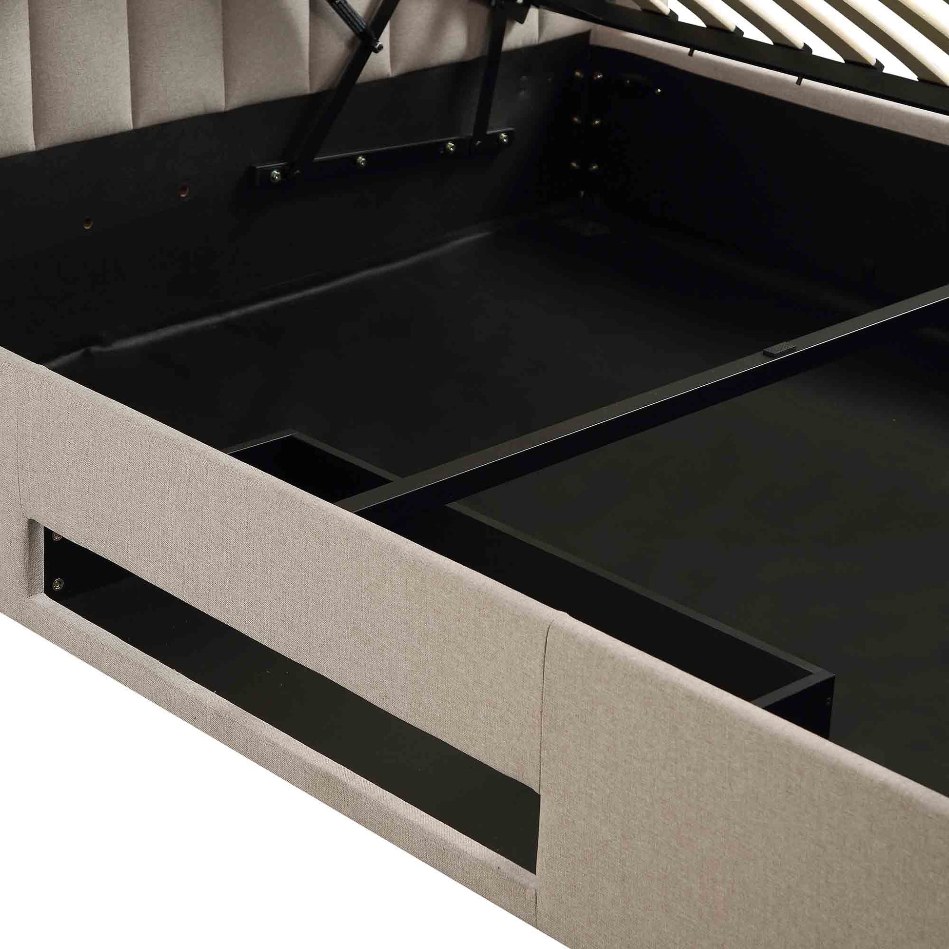 Wilton Warm Stone Fabric TV Bed with Ottoman Storage