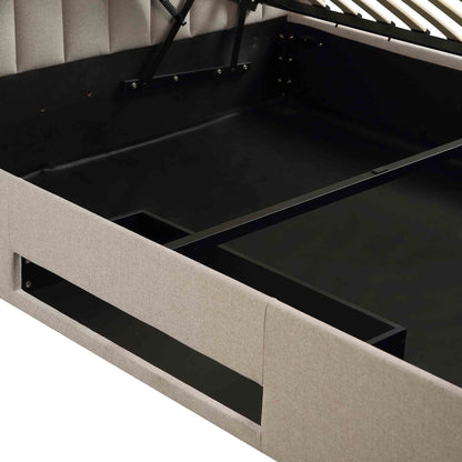 Wilton Warm Stone Fabric TV Bed with Ottoman Storage
