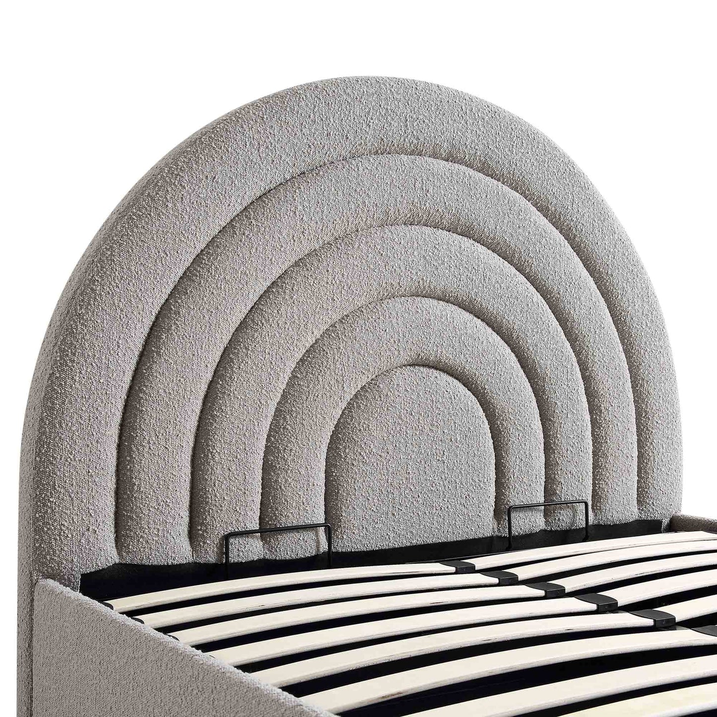 Archer Grey Boucle Ottoman Bed with Storage