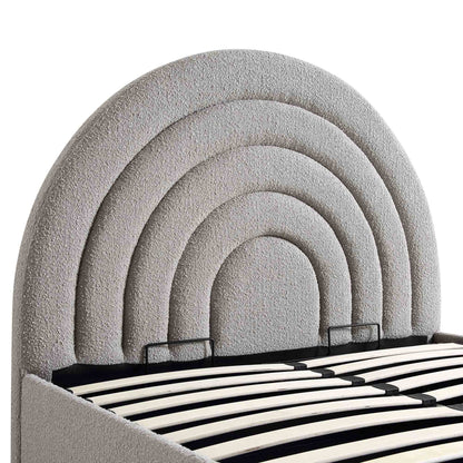 Archer Grey Boucle Ottoman Bed with Storage