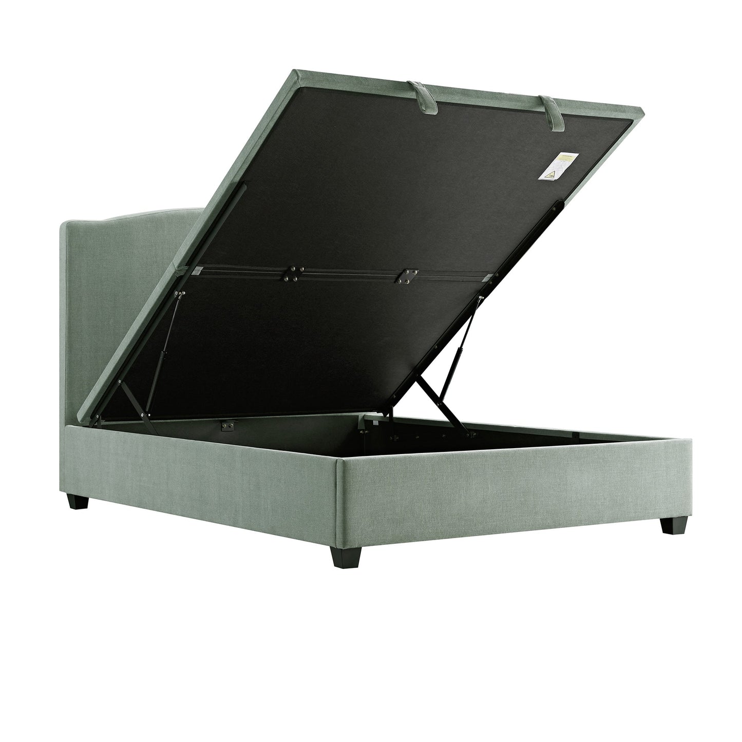 Chilworth Upholstered Ottoman Bed with Storage, Water Green Chenille
