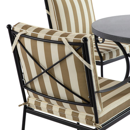 Haymes Indoor and Outdoor Metal 4-Seater Round Dining Set, Khaki Stripe