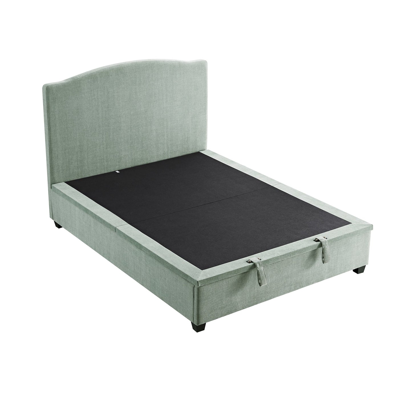 Chilworth Upholstered Ottoman Bed with Storage, Water Green Chenille