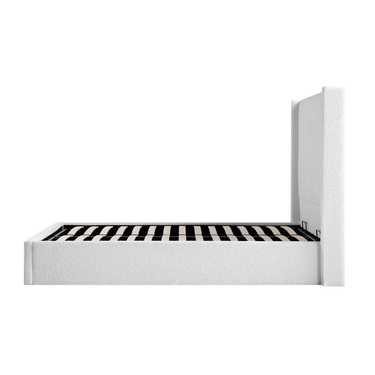 Wilton White Boucle Ottoman Bed with Storage