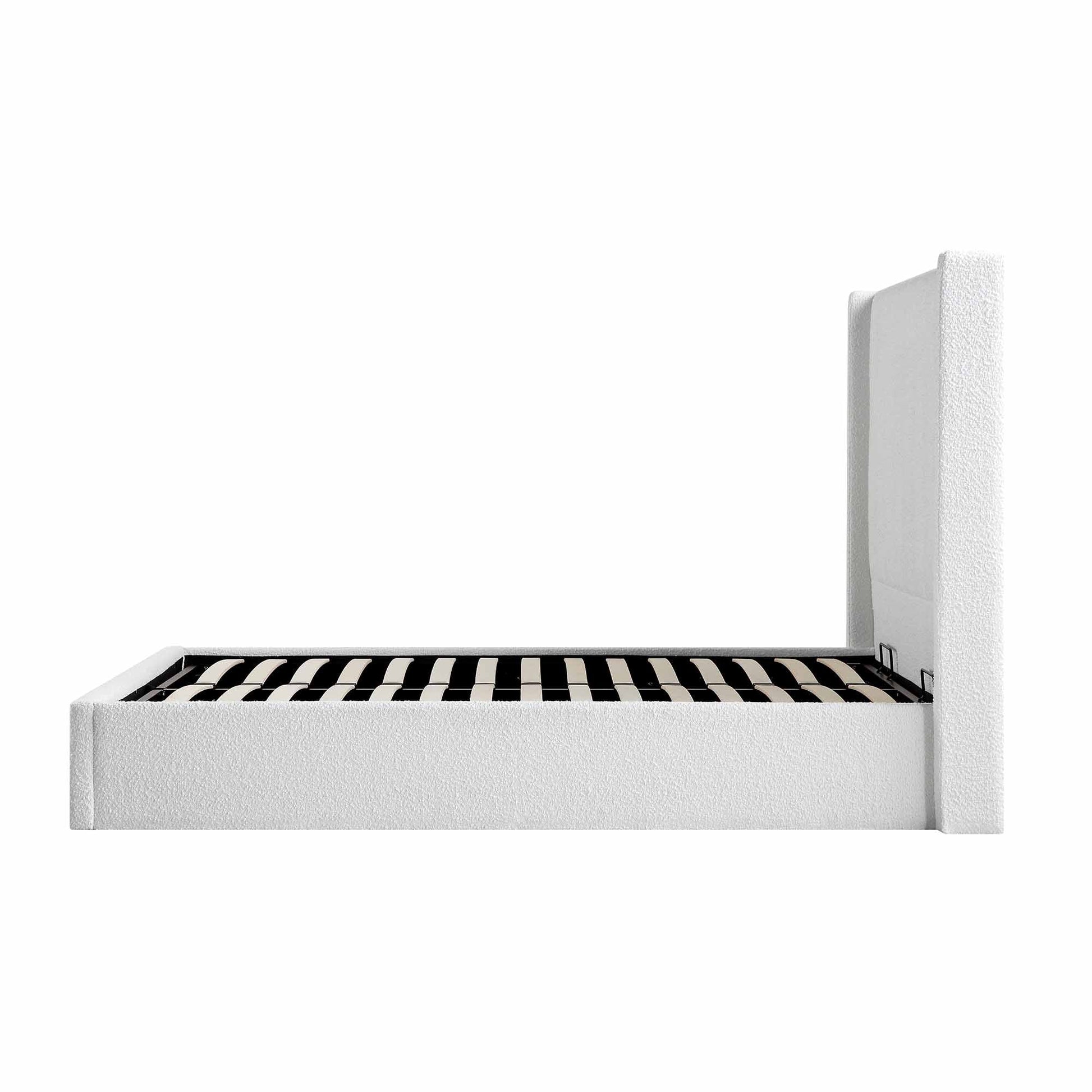 Wilton White Boucle Ottoman Bed with Storage